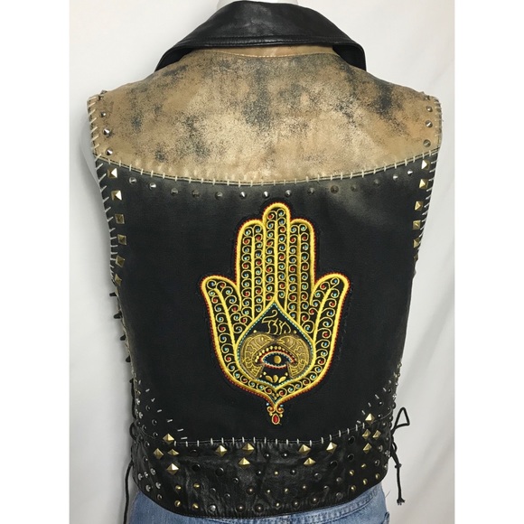 Topshop Jackets & Blazers - Topshop studded Hamsa leather vest